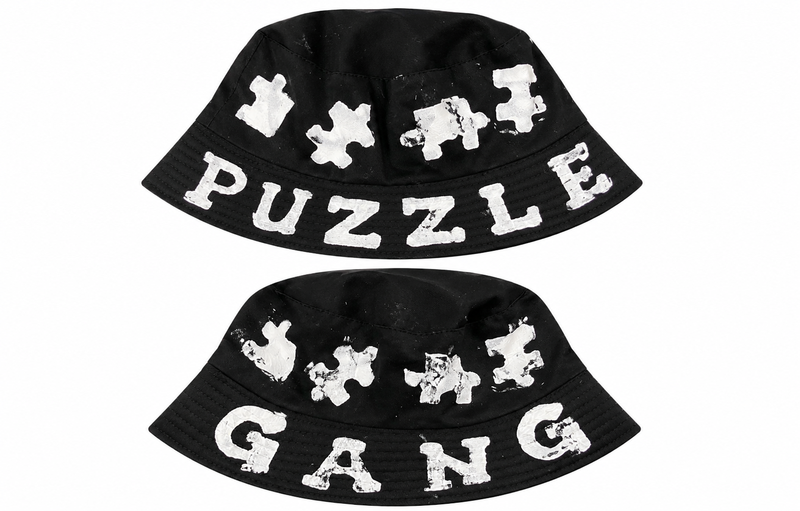Black Color-On Short Sleeve Puzzle Gang Hat