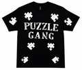 Black Color-On Short Sleeve Puzzle Gang T-Shirt