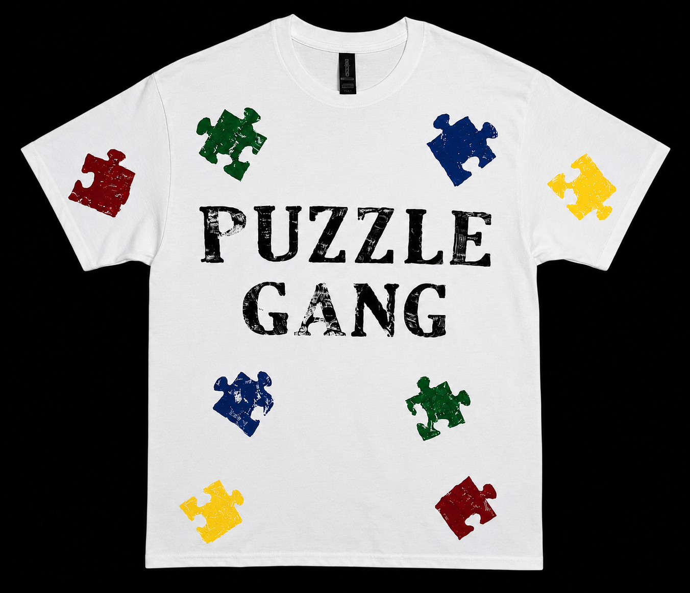 White Short Sleeve Puzzle Gang T-Shirt