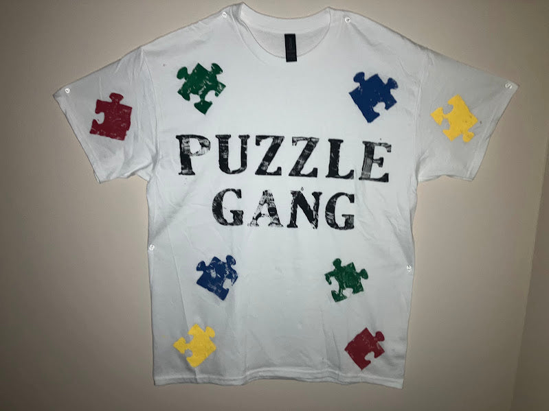 White Short Sleeve Puzzle Gang T-Shirt